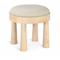  Manufacturer Color_Cream -- Larea Cream Linen Textured Fabric Upholstered Ottoman IMAGE 1