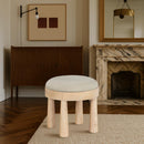  Manufacturer Color_Cream -- Larea Cream Linen Textured Fabric Upholstered Ottoman IMAGE 2