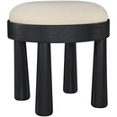  Meridian Larea Cream Linen Textured Fabric Upholstered Ottoman IMAGE 3