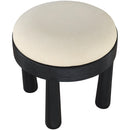 Meridian Larea Cream Linen Textured Fabric Upholstered Ottoman IMAGE 4