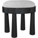  Manufacturer Color_Grey -- Larea Grey Linen Textured Fabric Upholstered Ottoman IMAGE 3