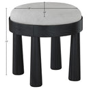  Meridian Larea Grey Linen Textured Fabric Upholstered Ottoman IMAGE 6