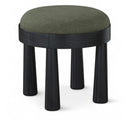  Meridian Larea Olive Linen Textured Fabric Upholstered Ottoman IMAGE 1