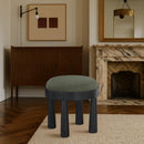  Meridian Larea Olive Linen Textured Fabric Upholstered Ottoman IMAGE 2