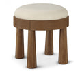  Manufacturer Color_Cream -- Larea Cream Linen Textured Fabric Upholstered Ottoman IMAGE 1