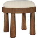  Manufacturer Color_Cream -- Larea Cream Linen Textured Fabric Upholstered Ottoman IMAGE 3