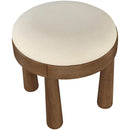  Meridian Larea Cream Linen Textured Fabric Upholstered Ottoman IMAGE 4
