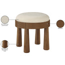  Manufacturer Color_Cream -- Larea Cream Linen Textured Fabric Upholstered Ottoman IMAGE 7