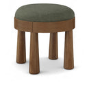  Meridian Larea Olive Linen Textured Fabric Upholstered Ottoman IMAGE 1