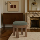  Meridian Larea Olive Linen Textured Fabric Upholstered Ottoman IMAGE 2