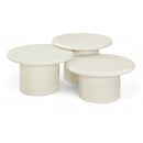  Meridian Emara Cream Concrete And Fiberglass 3 pc Indoor / Outdoor Coffee Table IMAGE 1