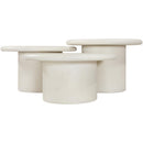  Meridian Emara Cream Concrete And Fiberglass 3 pc Indoor / Outdoor Coffee Table IMAGE 3