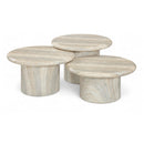  Meridian Emara Natural Concrete And Fiberglass 3 pc Indoor / Outdoor Coffee Table IMAGE 1