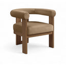  Meridian Arienzo Beige Velvet Performance Fabric Upholstered Accent Chair IMAGE 1