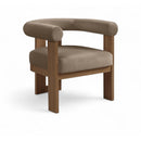  Meridian Arienzo Taupe Velvet Performance Fabric Upholstered Accent Chair IMAGE 1