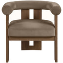 Meridian Arienzo Taupe Velvet Performance Fabric Upholstered Accent Chair IMAGE 3