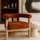  Meridian Arienzo Cognac Velvet Performance Fabric Upholstered Accent Chair IMAGE 2