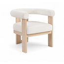  Meridian Arienzo Cream Velvet Performance Fabric Upholstered Accent Chair IMAGE 1