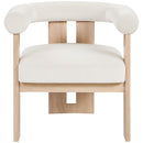  Meridian Arienzo Cream Velvet Performance Fabric Upholstered Accent Chair IMAGE 3