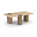  Meridian Ravenna Natural Genuine Travertine and Oak Wood Coffee Table IMAGE 1