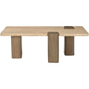 Meridian Ravenna Natural Genuine Travertine and Oak Wood Coffee Table IMAGE 3