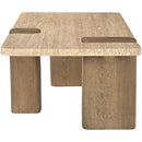  Meridian Ravenna Natural Genuine Travertine and Oak Wood Coffee Table IMAGE 4