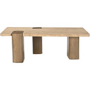  Meridian Ravenna Natural Genuine Travertine and Oak Wood Coffee Table IMAGE 5