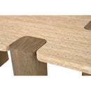  Meridian Ravenna Natural Genuine Travertine and Oak Wood Coffee Table IMAGE 7