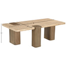  Meridian Ravenna Natural Genuine Travertine and Oak Wood Coffee Table IMAGE 8