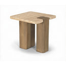  Meridian Ravenna Natural Genuine Travertine and Oak Wood End / Side Table IMAGE 1