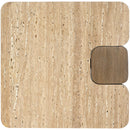  Meridian Ravenna Natural Genuine Travertine and Oak Wood End / Side Table IMAGE 5