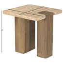  Meridian Ravenna Natural Genuine Travertine and Oak Wood End / Side Table IMAGE 8