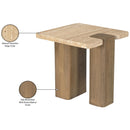  Meridian Ravenna Natural Genuine Travertine and Oak Wood End / Side Table IMAGE 9