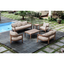  Meridian Newport 65" Beige Water Resistant Fabric Upholstered Outdoor Patio Loveseat IMAGE 2