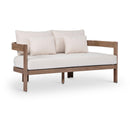  Meridian Newport 65" Cream Water Resistant Fabric Upholstered Outdoor Patio Loveseat IMAGE 1