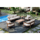  Meridian Newport 65" Cream Water Resistant Fabric Upholstered Outdoor Patio Loveseat IMAGE 2