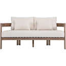  Meridian Newport 65" Cream Water Resistant Fabric Upholstered Outdoor Patio Loveseat IMAGE 3