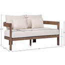  Meridian Newport 65" Cream Water Resistant Fabric Upholstered Outdoor Patio Loveseat IMAGE 8