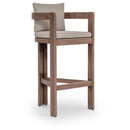  Meridian Newport Beige Water Resistant Fabric Upholstered Outdoor Patio Bar Stool IMAGE 1