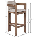  Meridian Newport Beige Water Resistant Fabric Upholstered Outdoor Patio Bar Stool IMAGE 8
