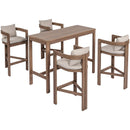  Meridian Newport Natural Acacia Wood Outdoor Patio Rectangle Bar Table IMAGE 6