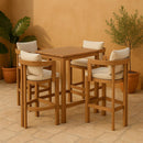  Meridian Newport Cream Water Resistant Fabric Upholstered Outdoor Patio Bar Stool IMAGE 2