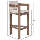 Meridian Newport Cream Water Resistant Fabric Upholstered Outdoor Patio Bar Stool IMAGE 8