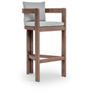  Meridian Newport Grey Water Resistant Fabric Upholstered Outdoor Patio Bar Stool IMAGE 1