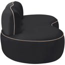  Meridian Swerve 77" Black Velvet Upholstered Loveseat IMAGE 4