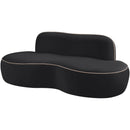  Meridian Swerve 77" Black Velvet Upholstered Loveseat IMAGE 7