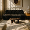  Meridian Swerve 101" Black Velvet Upholstered Sofa IMAGE 2