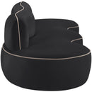  Meridian Swerve 101" Black Velvet Upholstered Sofa IMAGE 4