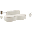  Meridian Swerve 77" Cream Velvet Upholstered Loveseat IMAGE 14
