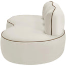  Meridian Swerve 77" Cream Velvet Upholstered Loveseat IMAGE 4